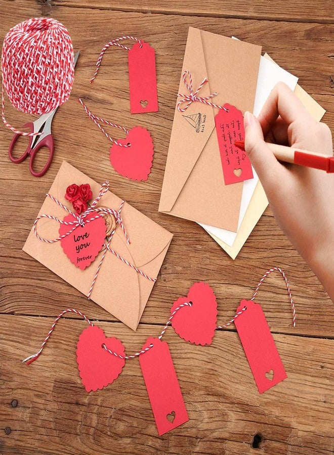 TrlaFy 100PCs Valentine Gift Tags Heart Kraft Paper Gift Tags with String for Wedding Party Gift Wrapping Hang Label - Image 5
